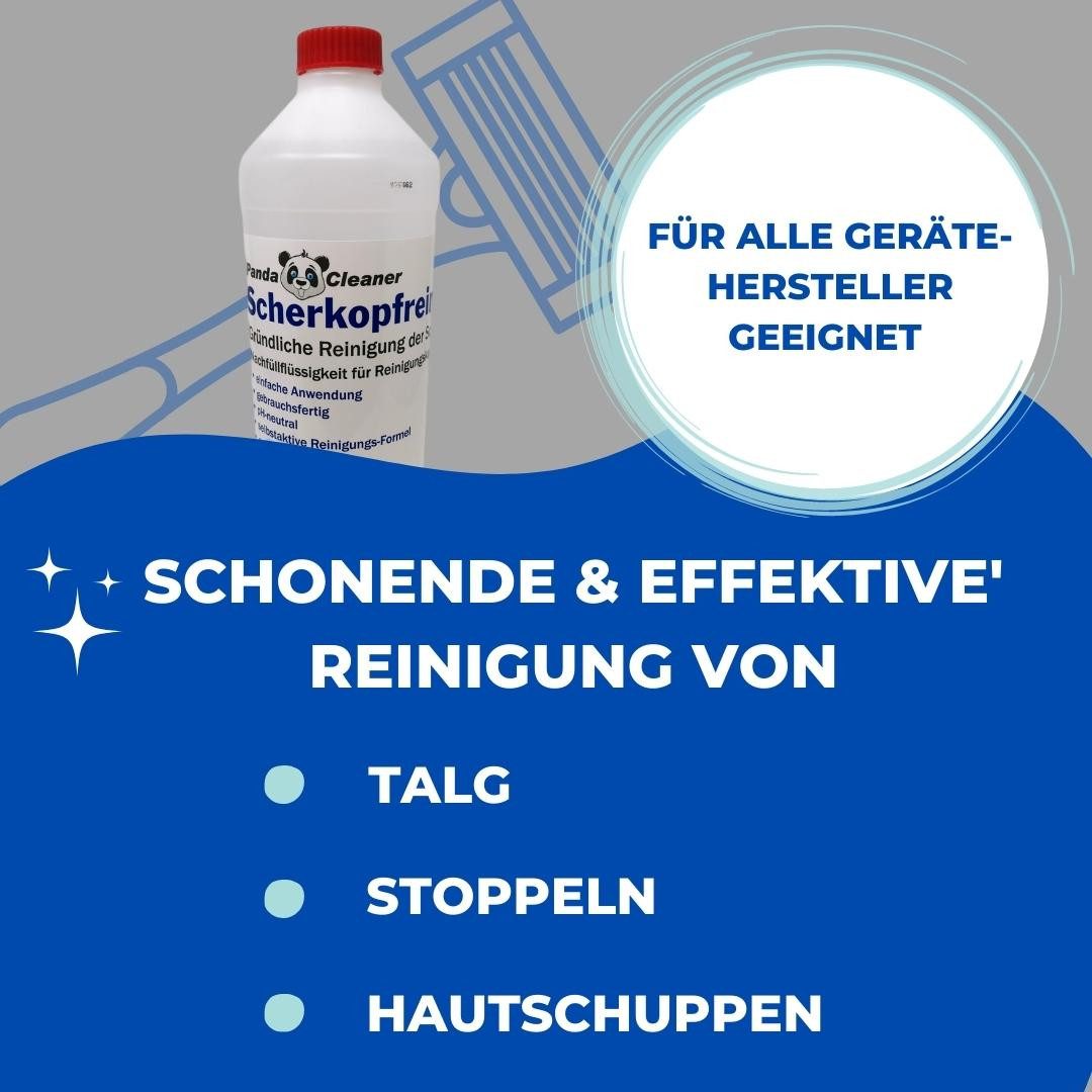 PandaCleaner Scherkopfreinigungsmittel - Nachfüllflüssigkeit für Kartuschen Scherkopfreiniger (1-St. 1000ml Reinigungslösung)