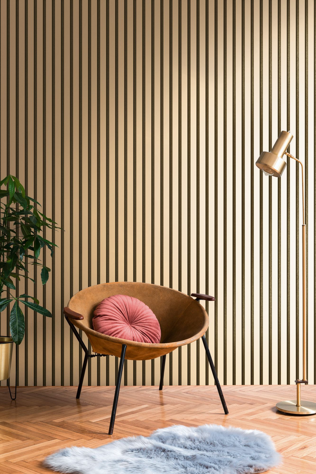 A.S. Création Vliestapete 50 Jahre AS Holzpaneele Tapete Holzoptik mit Metallic-Effekt 3D, strukturiert, leicht glänzend, (1 St), Vliestapete Wandpaneele für Sc – Bild 5 von 5