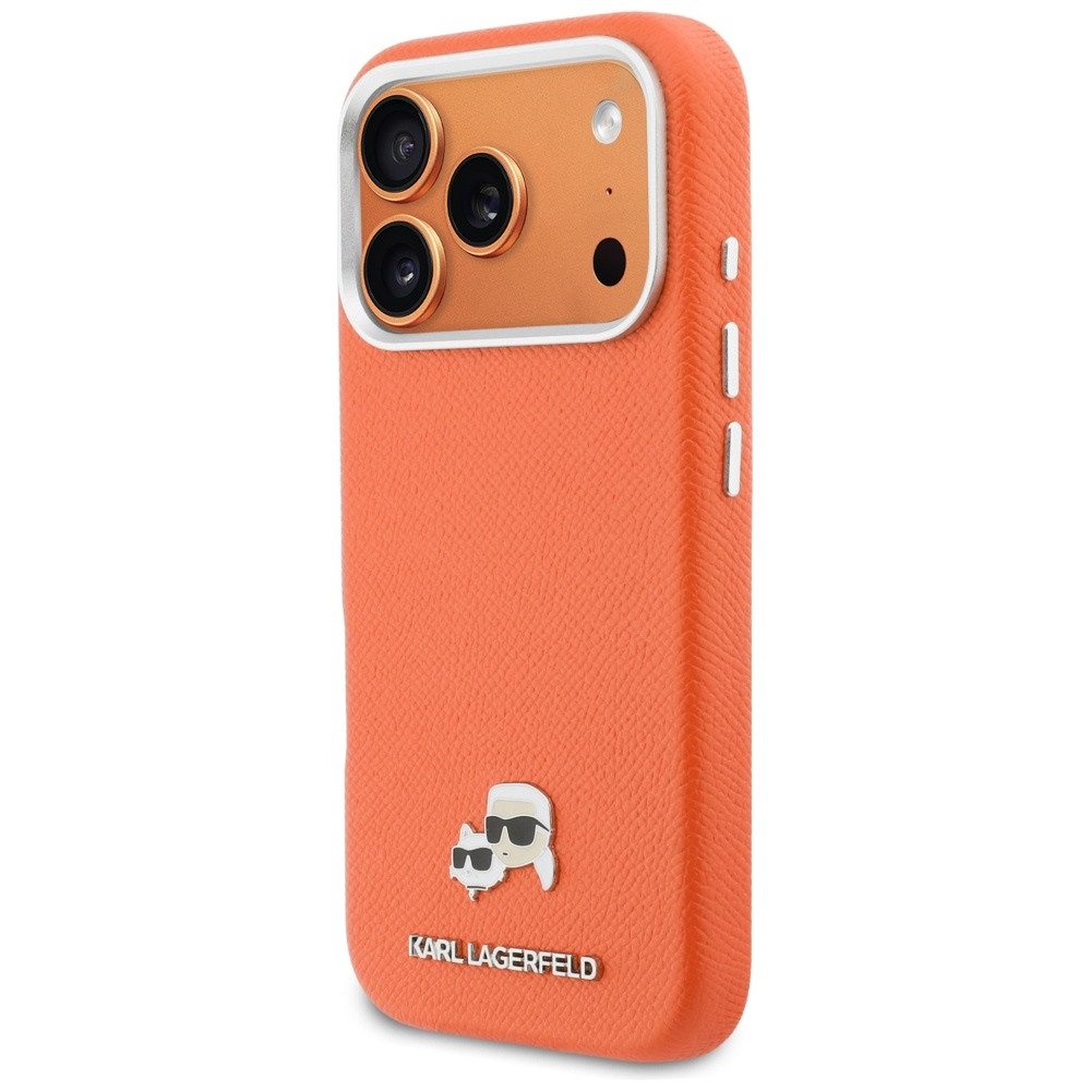 KARL LAGERFELD Handyhülle Hülle iPhone 17 Pro Max Kunstleder orange MagSafe 6,9 Zoll, Kantenschutz