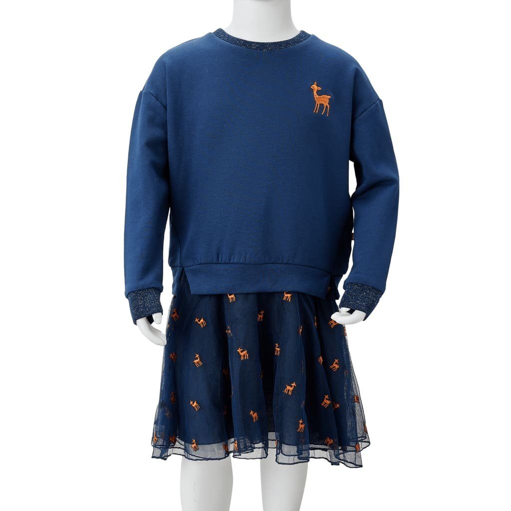 Marineblau vidaXL A-Linien-Kleid mit Langen 92 Kinderkleid Ärmeln