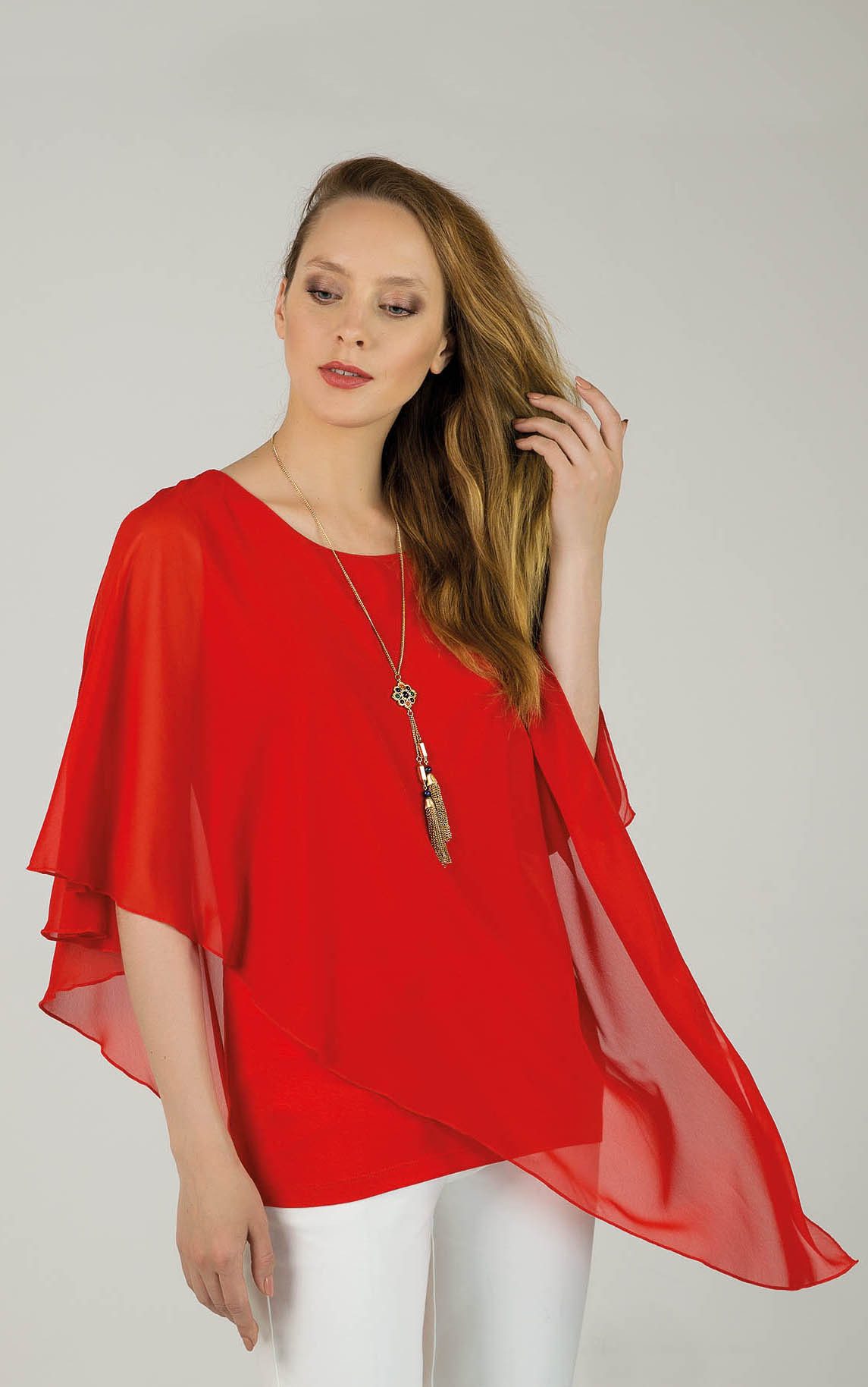 Passioni Tunika Chiffon-Tunika mit asymmetrischen Saum günstig online kaufen
