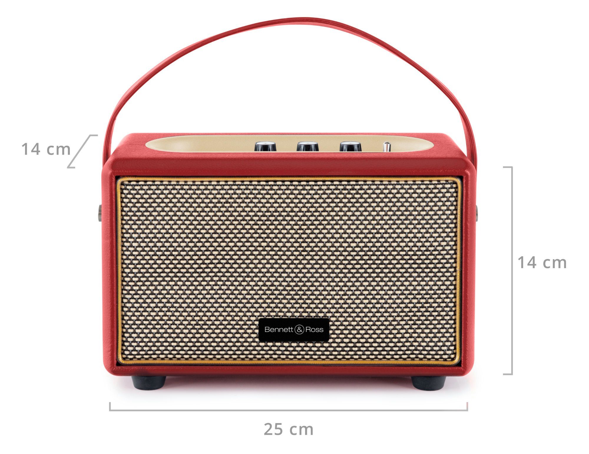 W, 5200 Junior Speaker Bluetooth-Lautsprecher mit Retro Akku) BB-820 (20 Rot Lederoptik in Blackmore mAh Ross Bennett &