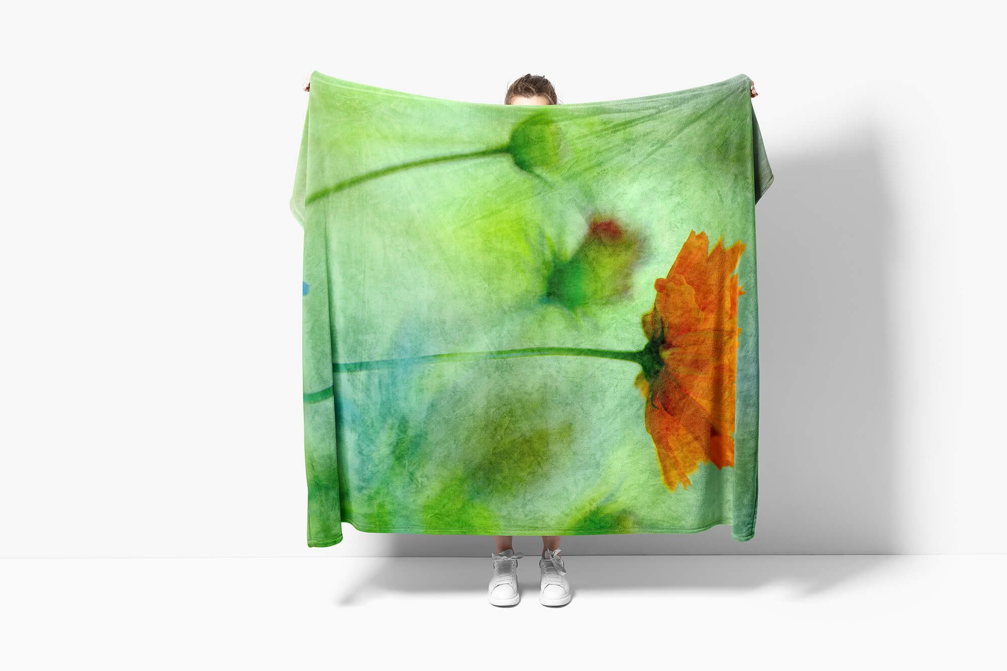 Handtücher Handtuch Wildbl, Kuscheldecke Blume Fotomotiv Handtuch (1-St), Blüte Art Baumwolle-Polyester-Mix mit Strandhandtuch Saunatuch Sinus