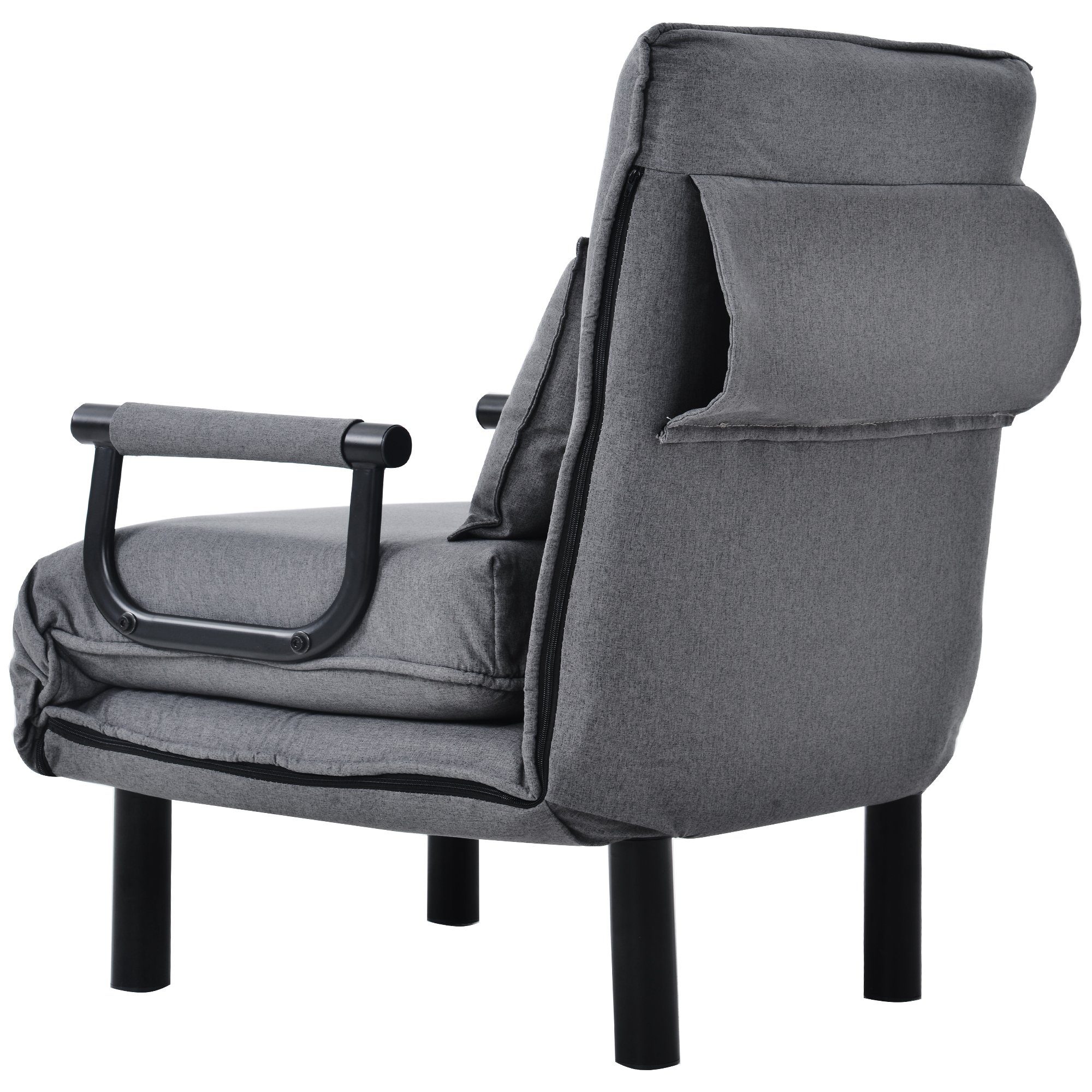 mit BlingBin Sessel Relaxsessel Sessel Grau Schlafsessel), und Ausziehbare Rückenlehne klappbarer 6-Winkel (Ausziehcouch verstellbare Kissen