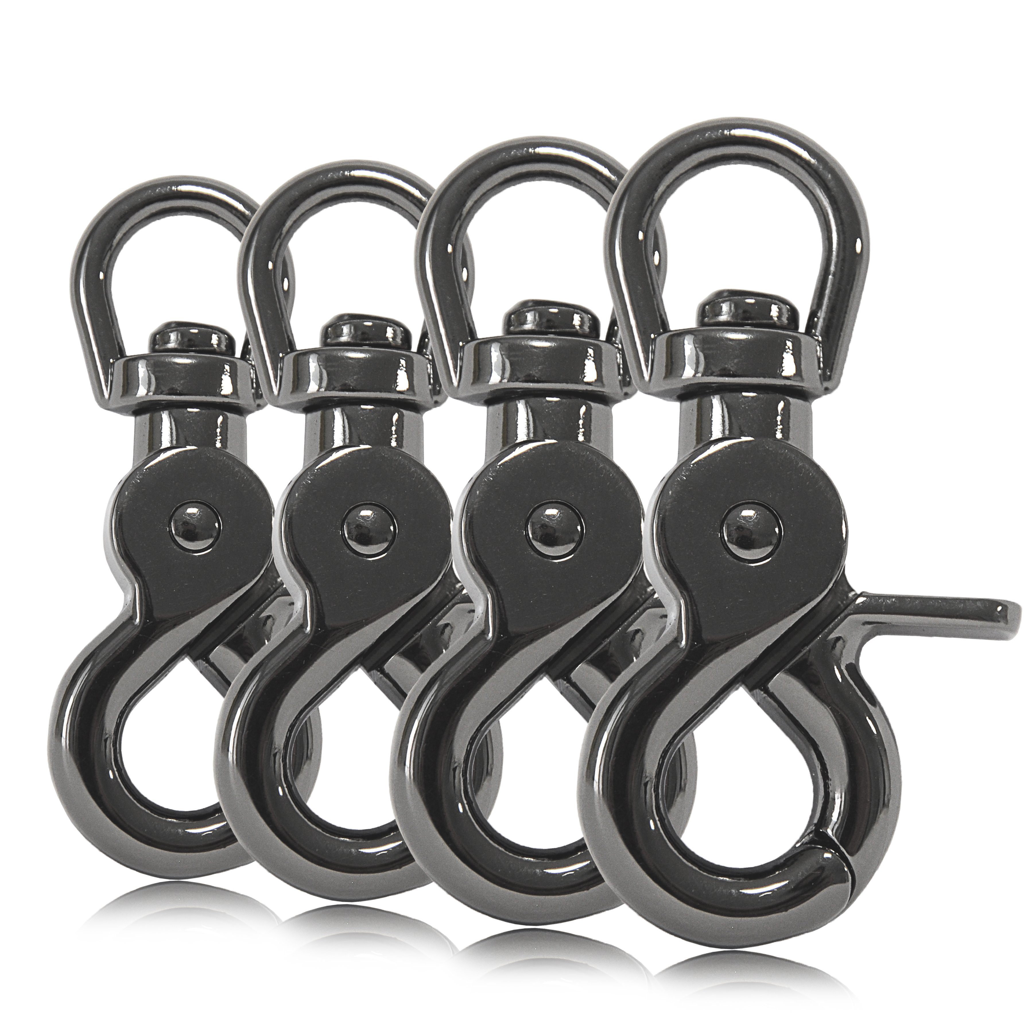 Ganzoo Karabiner 4er Set Karabiner-Haken mit Drehgelenk für Hunde-Leine, Stahl 61mm | Karabinerhaken