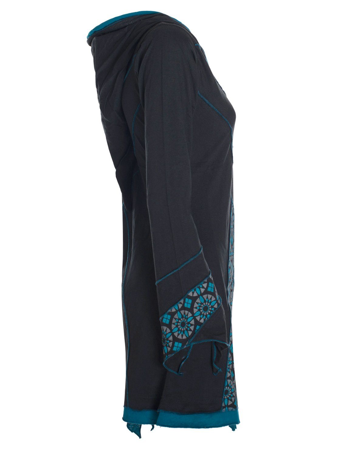 Vishes Zipfelkleid Langarm Damen Elfen Zipfelkleid Zipfelige Elfentunika Bedruckt Hippie, Boho, Goa Style – Bild 3 von 4