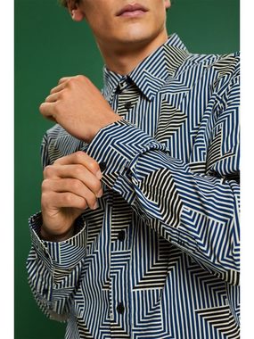 Esprit Langarmhemd Hemd in normaler Passform mit geometrischem Print