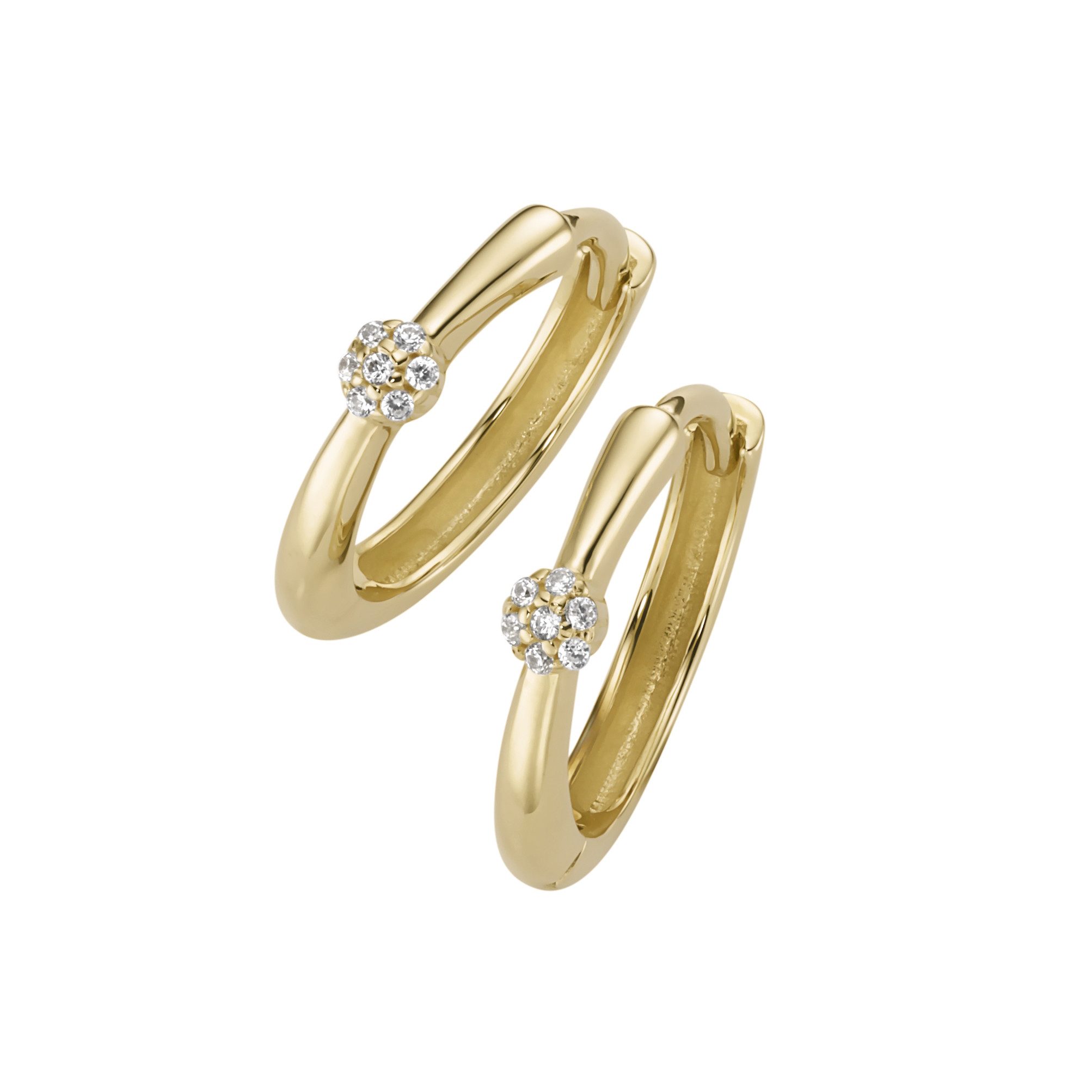 Luigi Merano Paar Creolen mit Zirkonia, Gold 375