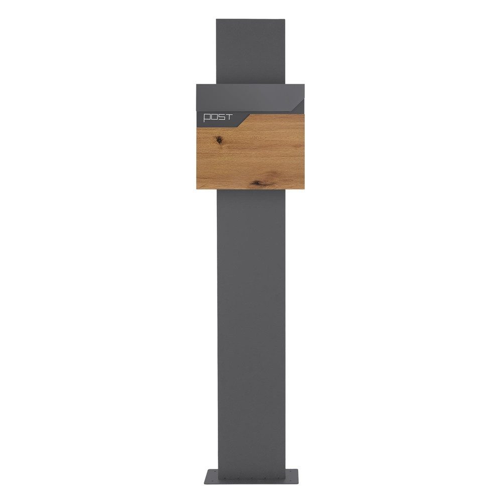ML-DESIGN Standbriefkasten Briefkasten Postkasten mit Zeitungsfach, inkl. Standfuß, Briefkastenanlage mit Ständer Anthrazit 170cm Mailbox mit Pfosten