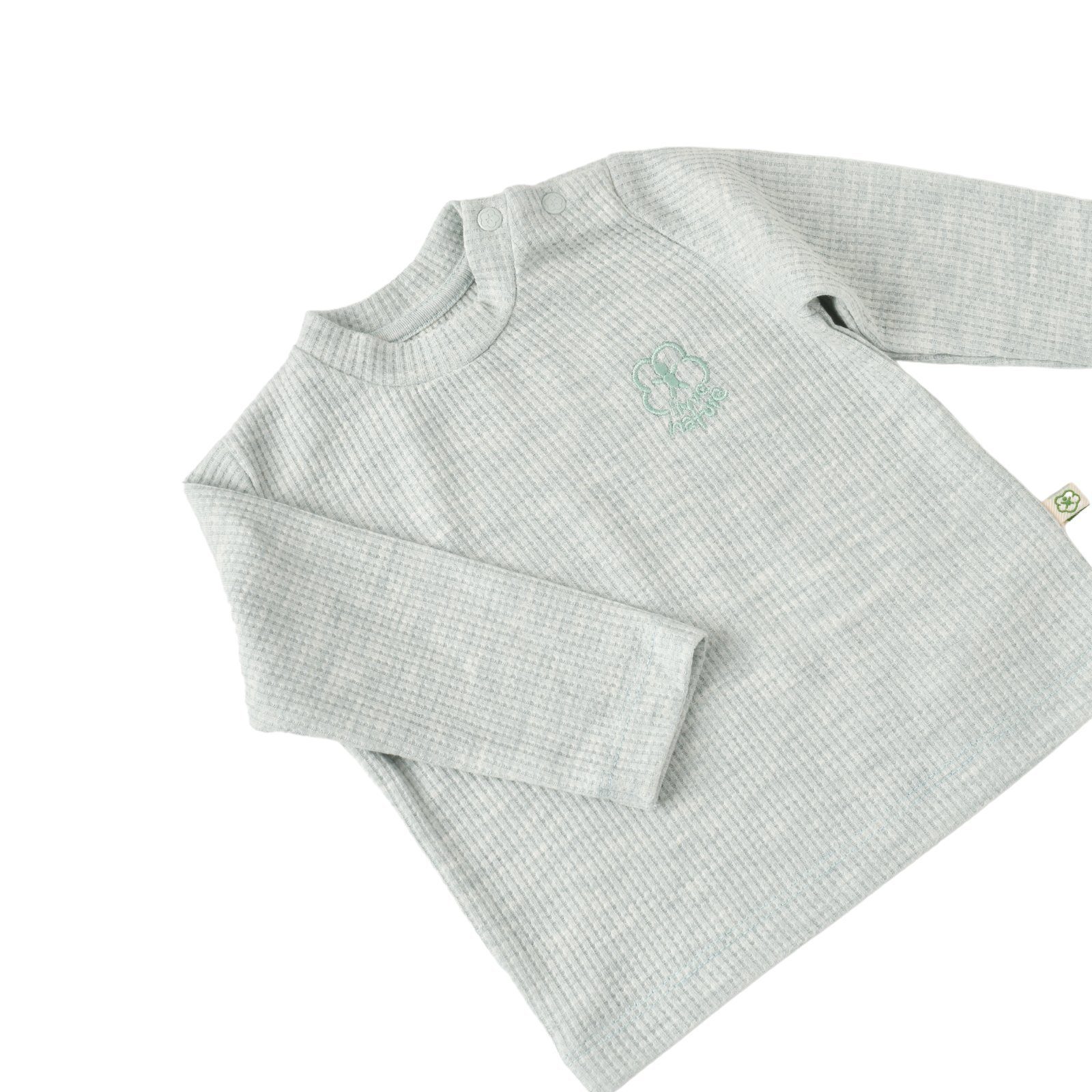 biorganic Schlafanzug Shirt & GOTS-zertifiziert Langarmshirt Set grün Bio-Baumwolle, tlg., und 2 In Waffle-Struktur, Waffle Unisex Jungen Hose + für Mädchen Baby Nature (Pyjama-Set, Hose) 100