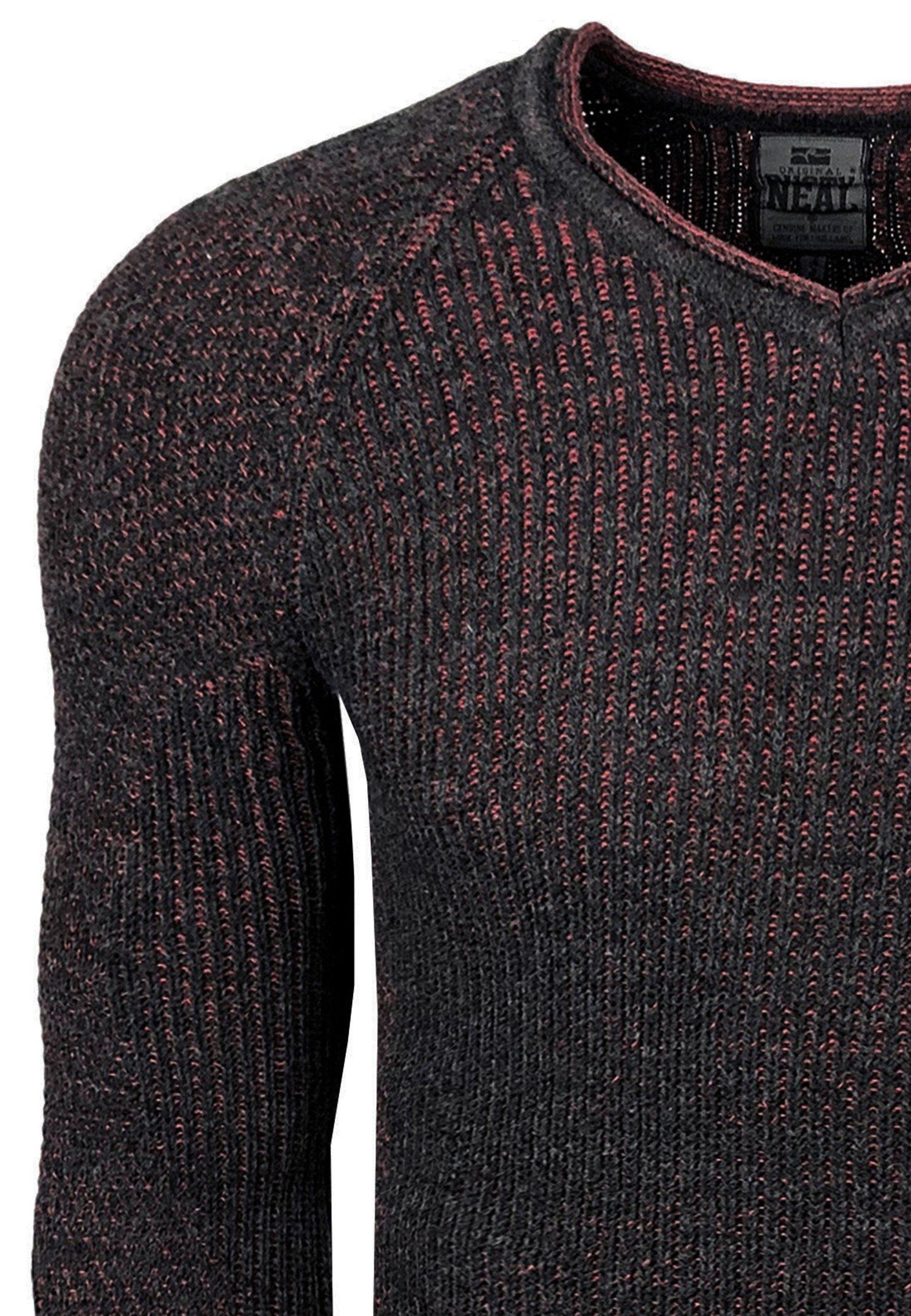 ausgefallenem mit Neal Strickmuster Strickpullover Rusty anthrazit