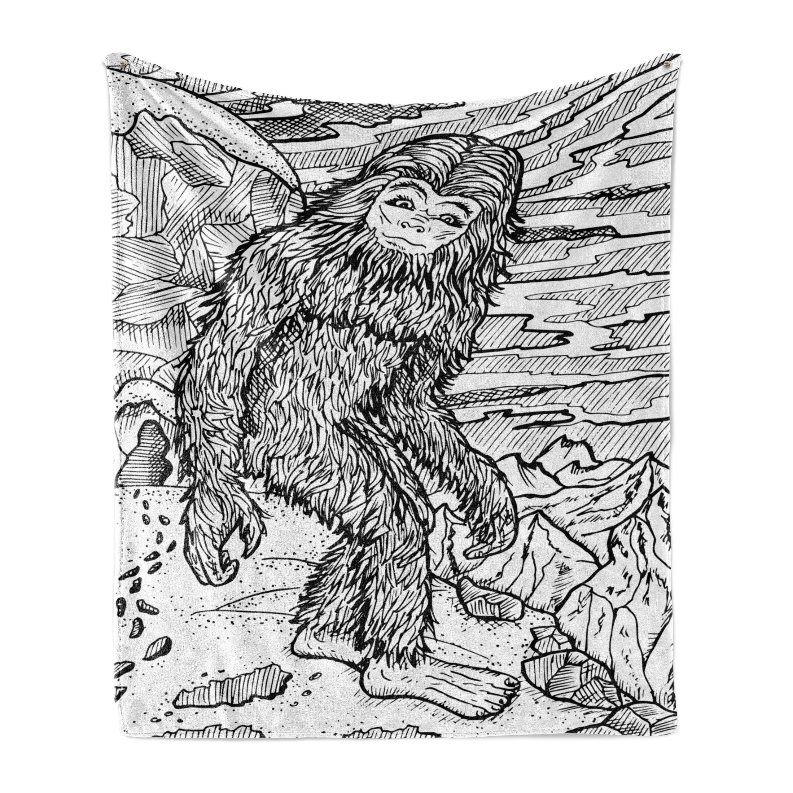und Plüsch Innen- Abakuhaus, Mythische Creature Yeti Bigfoot für den Gemütlicher Wohndecke Außenbereich,