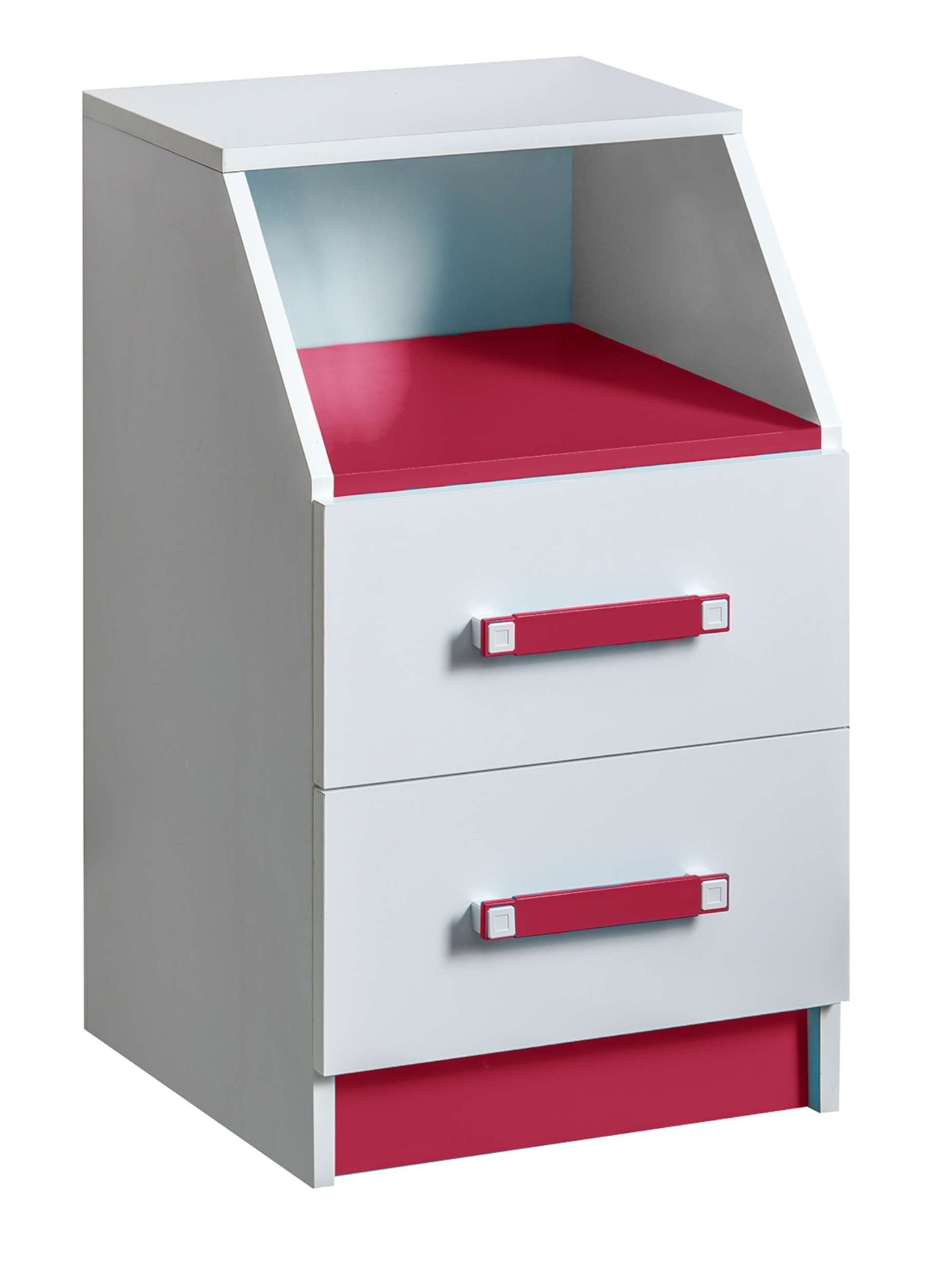 Stylefy Kinderkleiderschrank Taira (Container, Schreibtisch-Unterschrank) mit Schubladen, Vollauszug, viel Stauraum, Design Modern, für Kinder Weiß - Rosa