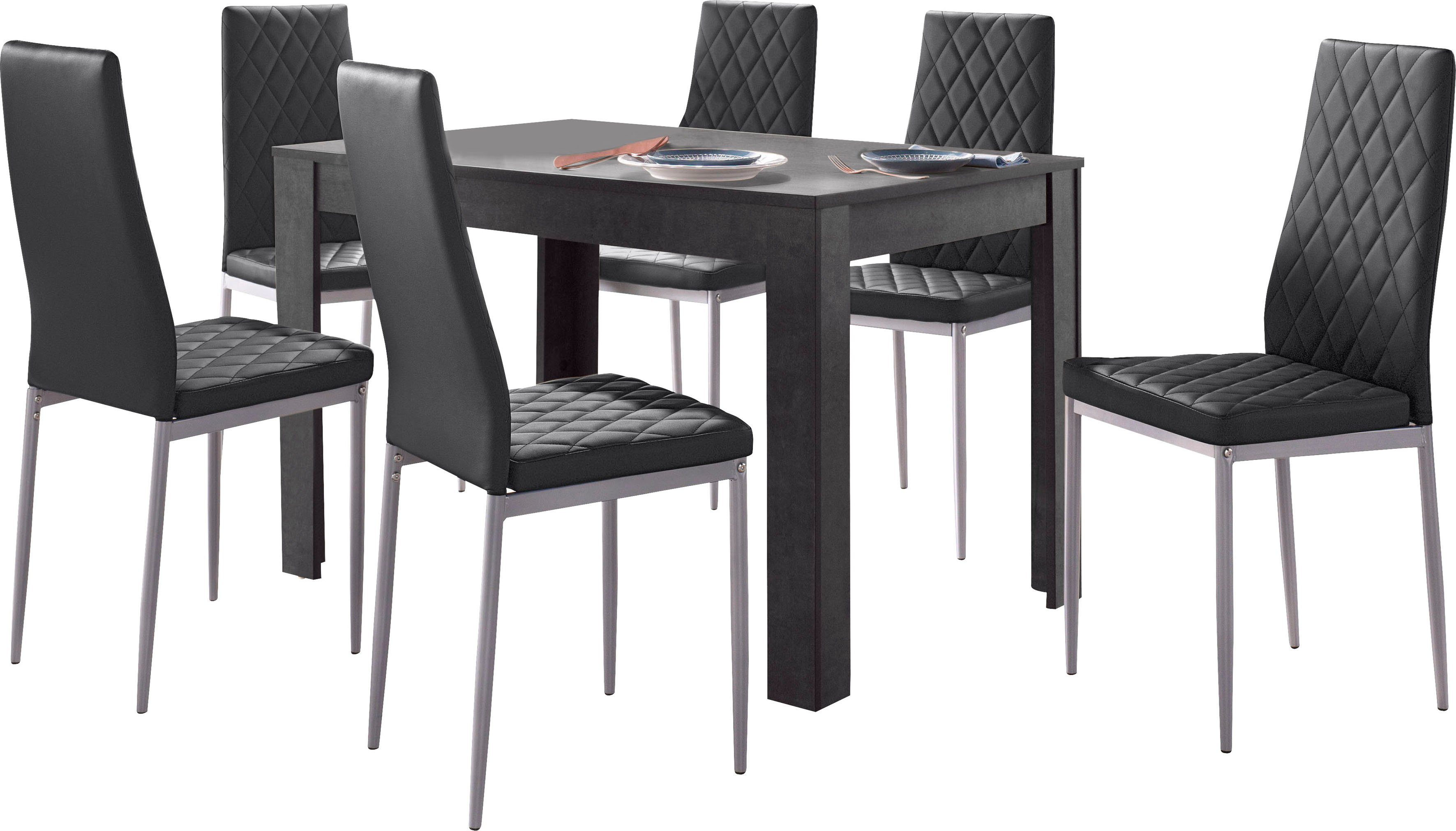 INOSIGN Essgruppe, (Set, 5-tlg), 4 Stühle mit Tisch in schieferfarben, Brei günstig online kaufen