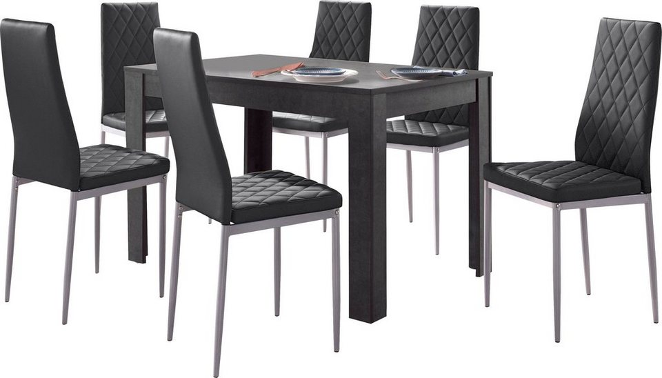 INOSIGN Essgruppe, (Set, 5-tlg), 4 Stühle mit Tisch in schieferfarben,  Breite 120 cm