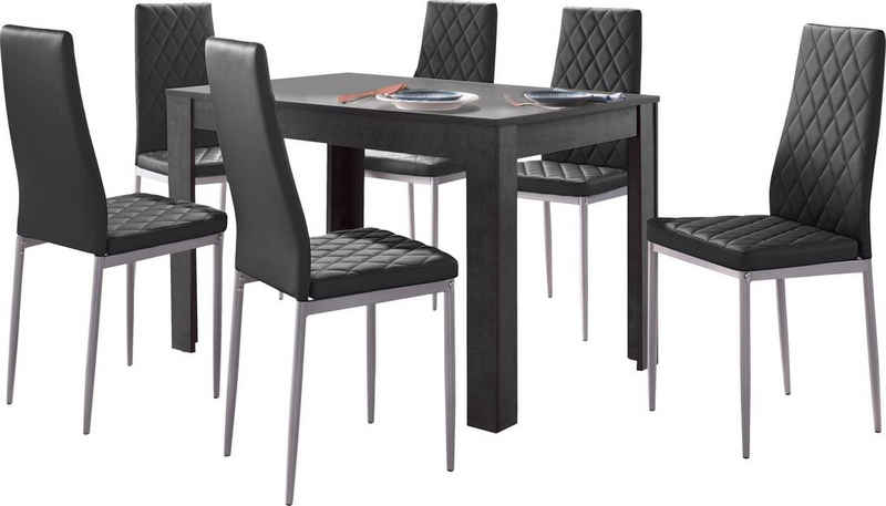 INOSIGN Essgruppe Lynn + Brooke, (Set, 5-tlg), 4 Stühle mit Tisch in schieferfarben, Breite 120 cm