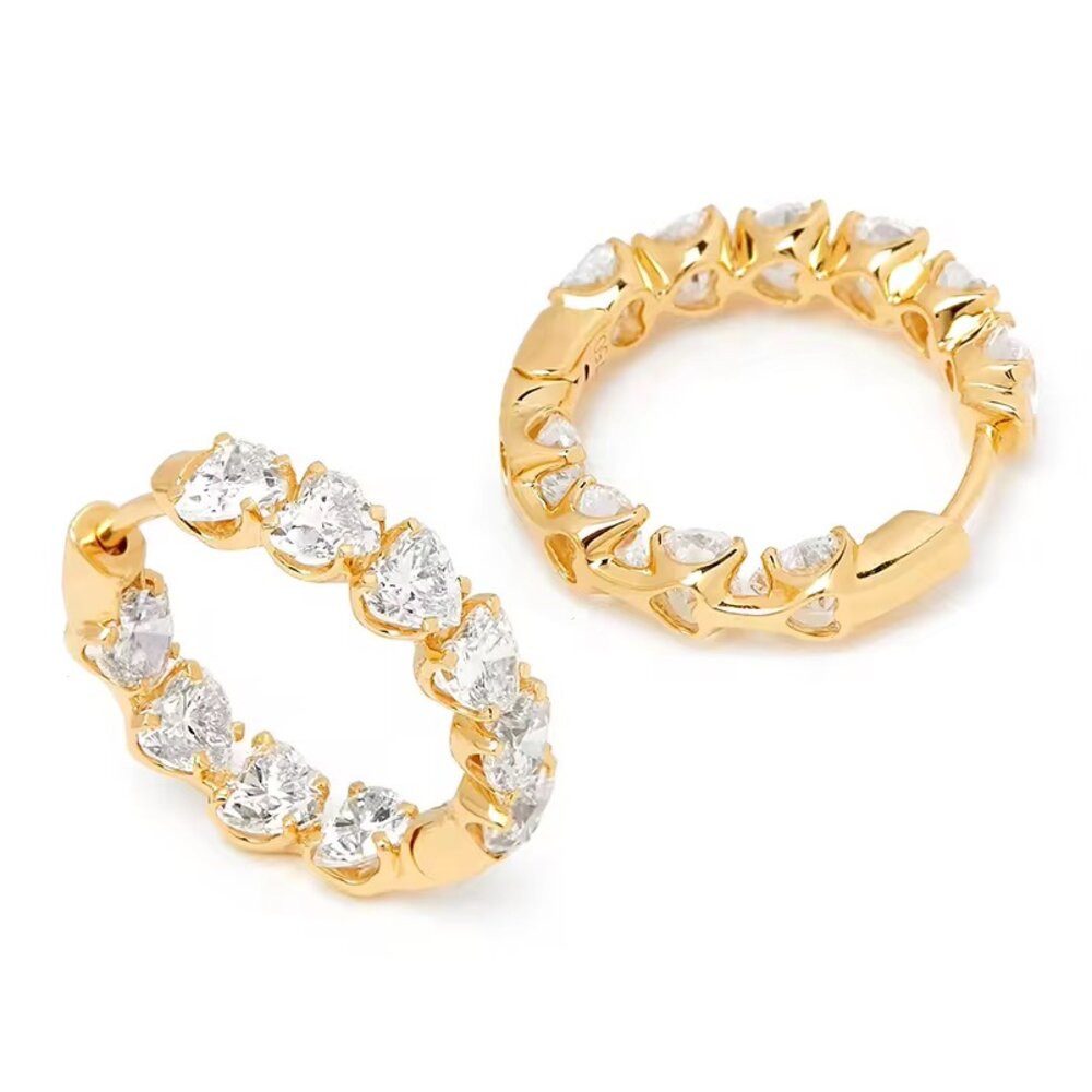 ROUGEMONT Paar Creolen Funkelnde Herz Damen Creolen Ohrringe 925 Silber 18K Gold, Echtschmuck
