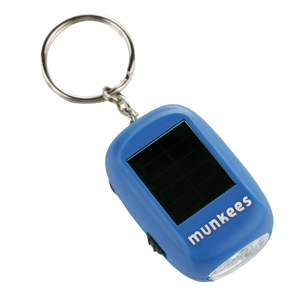 Munkees Taschenlampe Mini Solar Dynamo Leuchte, blau (Einzelartikel, 1-St), Solar, Dynamo, LED, kompakt, Schlüsselanhänger