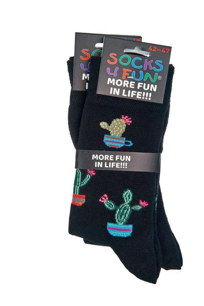 2 Socks Motivsocken Freizeitsocken Fun 4 4 Paar) Fun Kaktus (2-Paar, Socks