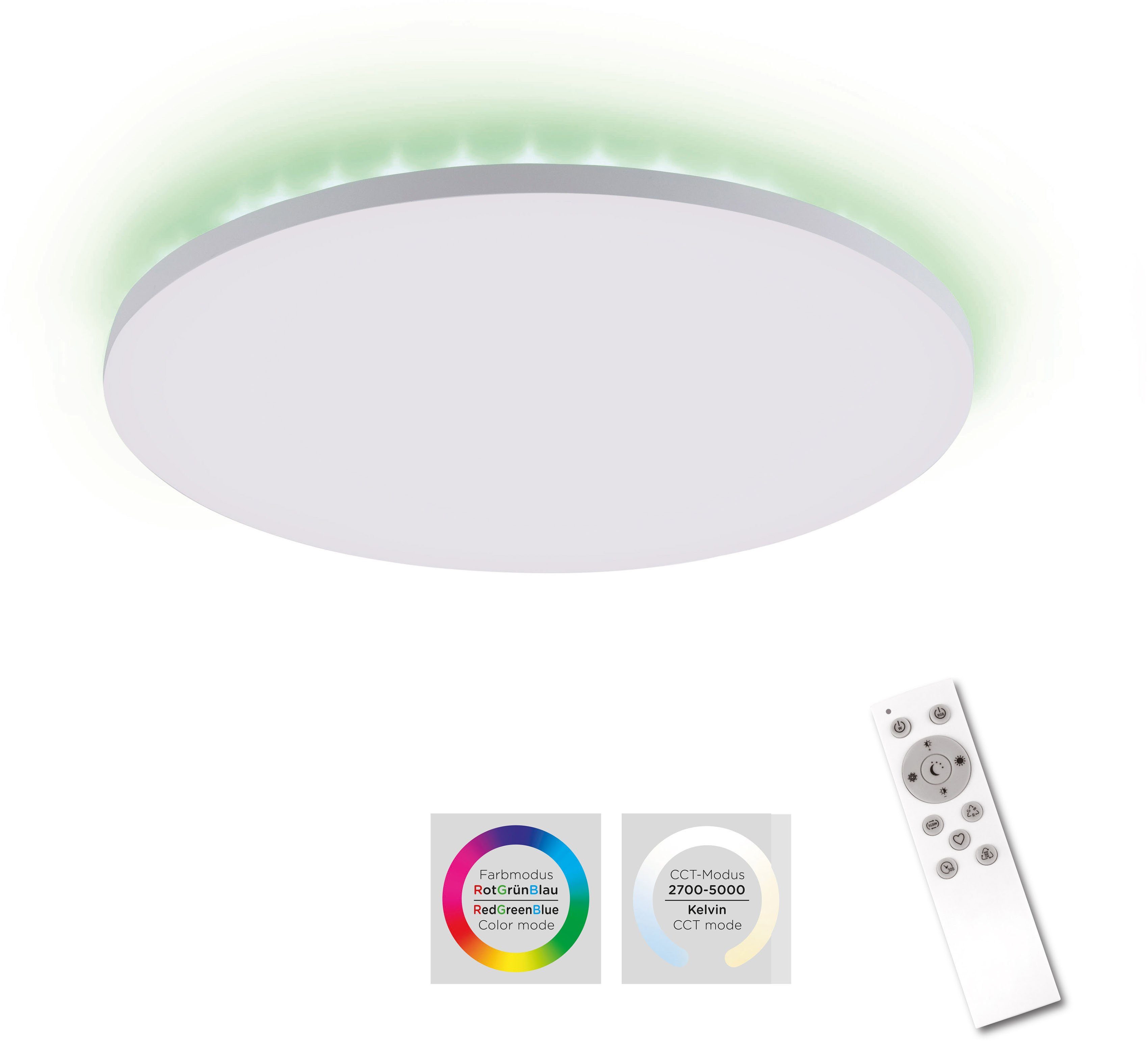 my home LED Deckenleuchte »Floki«, Rahmenlose Deckenlampe weiß Ø 42 cm, Deckenpanel mit Farbtemperatursteuerung CCT und RGB Backlight, dimmbar, Memory-Funktion-Otto