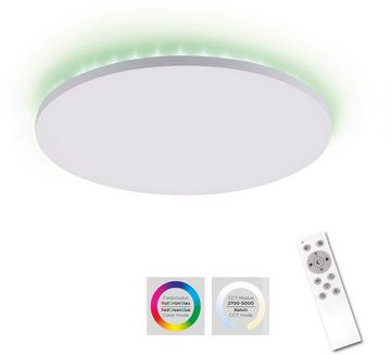 my home LED Deckenleuchte Floki, CCT - über Fernbedienung, Dimmer, Dimmfunktion, Farbwechsel, Fernbedienung, Infrarot inkl., RGB, dimmbar über Fernbedienung, getrennt schaltbar, mehrere Helligkeitsstufen, LED fest integriert, Warmweiß, rahmenlos, mit CCT 17W+1,8W Rainbow RGB, Ø 42cm