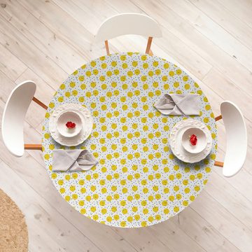 Abakuhaus Tischdecke Rundum-elastische Stofftischdecke, Gelb und Weiß große Kreise