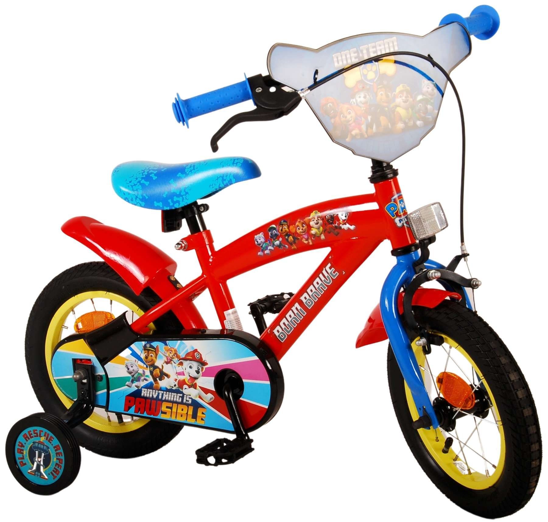 PAW PATROL Kinderfahrrad Jungen - Rot / Blau - verschiedene Größen - 85% zusammengebaut, bis 60 kg, Rücktrittbremse, Lenkerhöhe einstellbar, Luftbereifung
