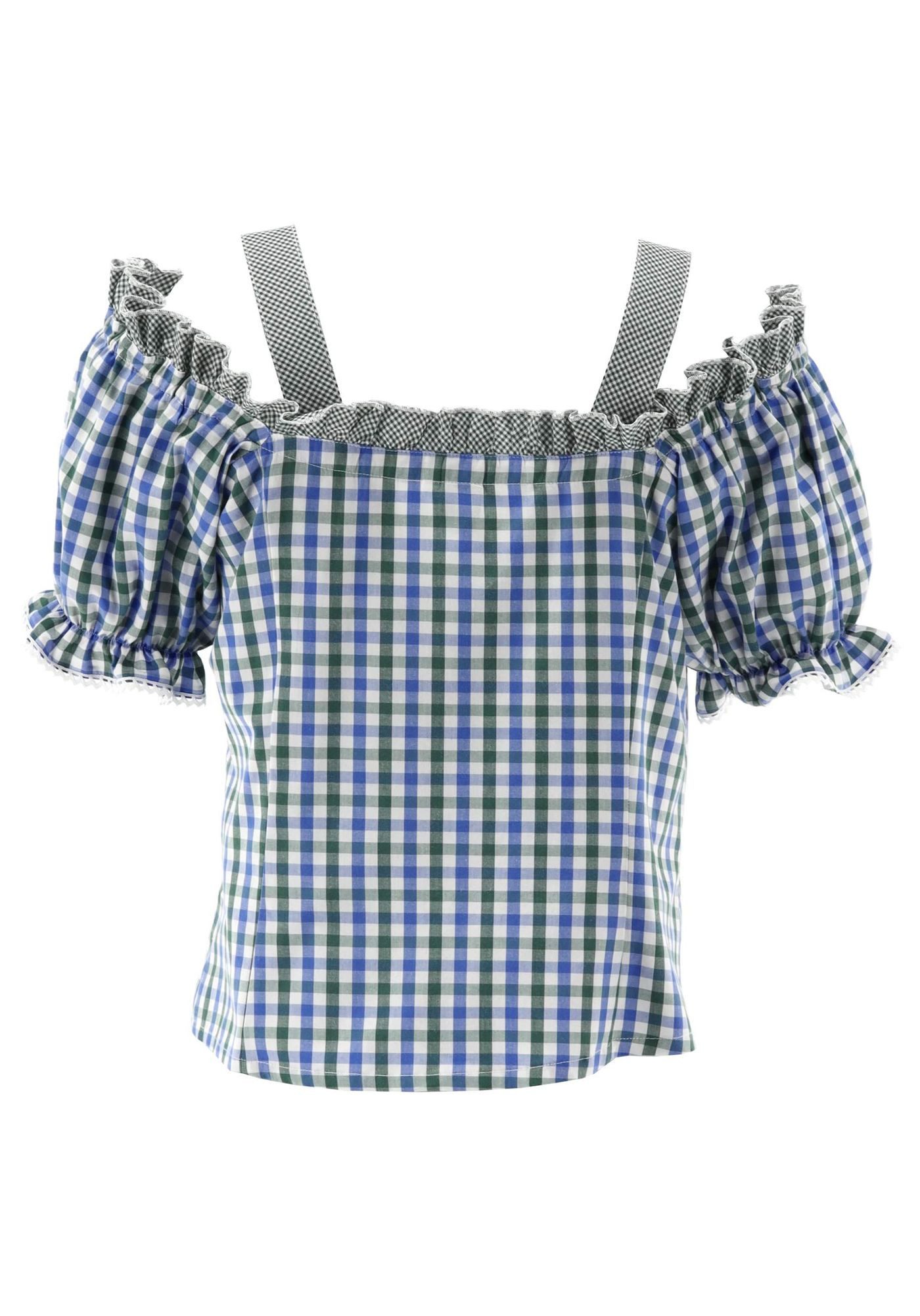 OS Trachten Trachtenbluse Qidari Tailliert, Träger und Puffärmel, Spitze günstig online kaufen