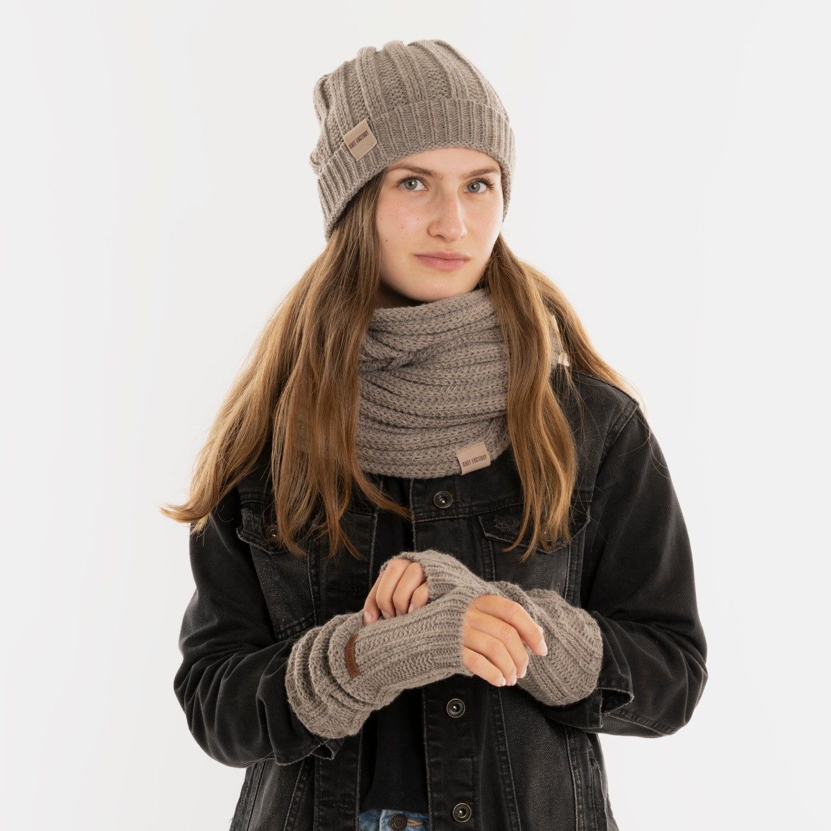 Knit Factory Armstulpen Nica Armstulpen Marron One Size Gestreift (Set, 1-St., Spar-Set) Strick accesoires Wohnen sale winter herbst deko mode Damen Herren