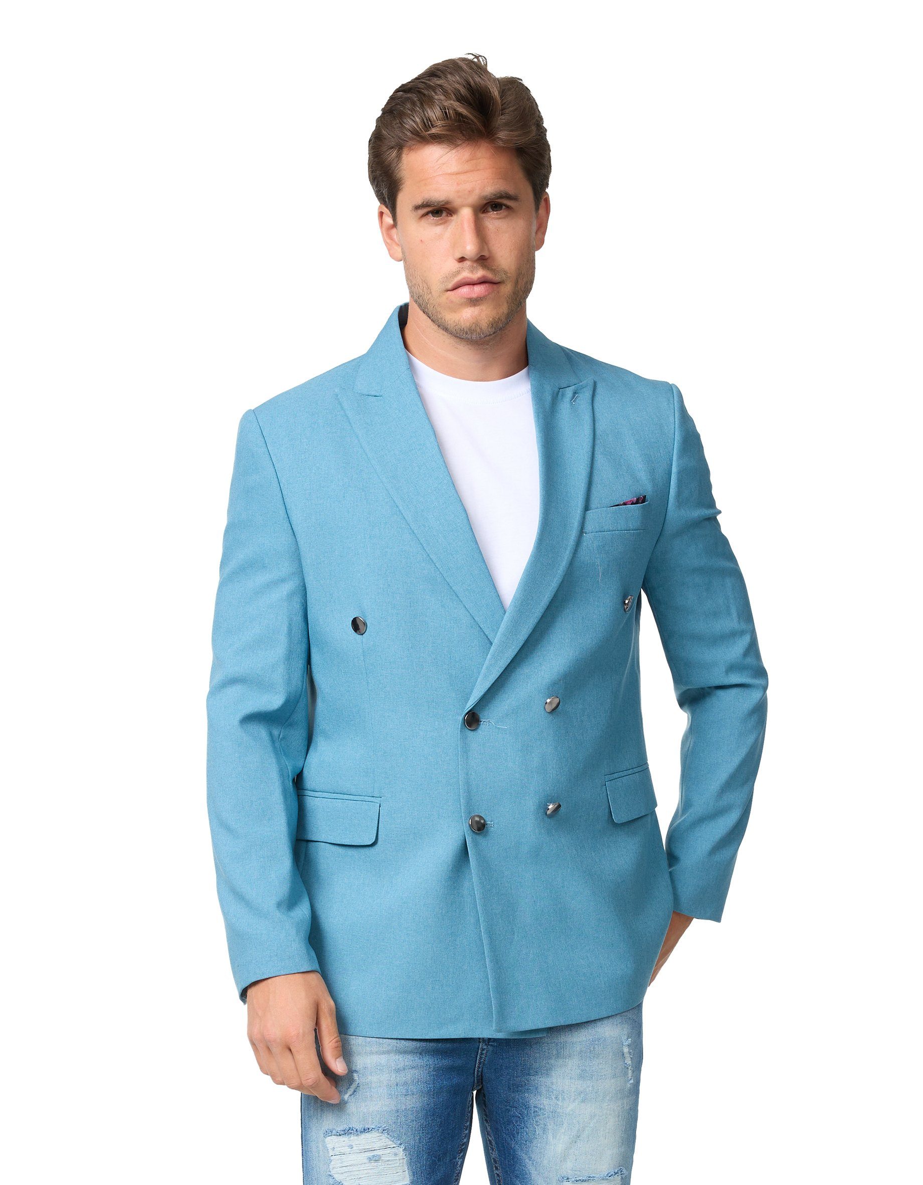 Denim Distriqt Sakko Feiner Herren Zweireiher Sakko in schönen Sommer Farbe günstig online kaufen