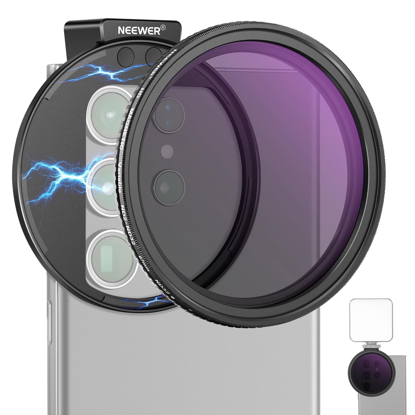 Neewer NW SERIES S 67mm ND Filter-Set, magnetisch, für iPhone/Samsung Foto-Filter-Sets (Belichtungssteuerung mit variablem ND Filter)