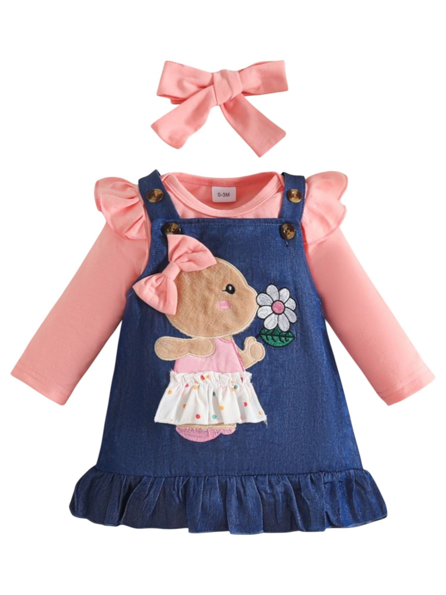Gluckids Strampler Baby Mädchen Strampler Set, Tierdruck Bodys + Trägerkleid + Stirnband (3-tlg) Baumwoll Bodysuit für Neugeborene, Kurzarm Baby-Set, Sommer & Herbst