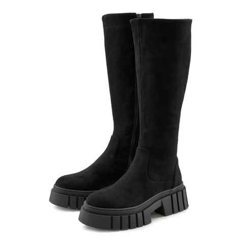 LASCANA Reißverschlussstiefel mit Profilsohle, Winterstiefel, Chunky-Sohle, langer Stiefel