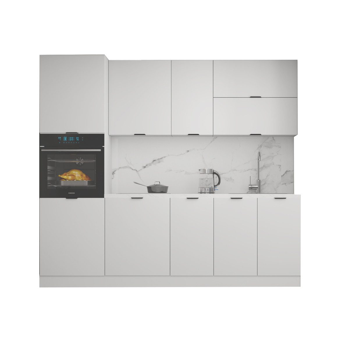 ROYAL24_MARKT Küchenzeile – 240 cm – Lunara – Ohne Arbeitsplatte & Elektrogeräte, (Set), Top Qualität - Modernes Design - Feinste Materialien