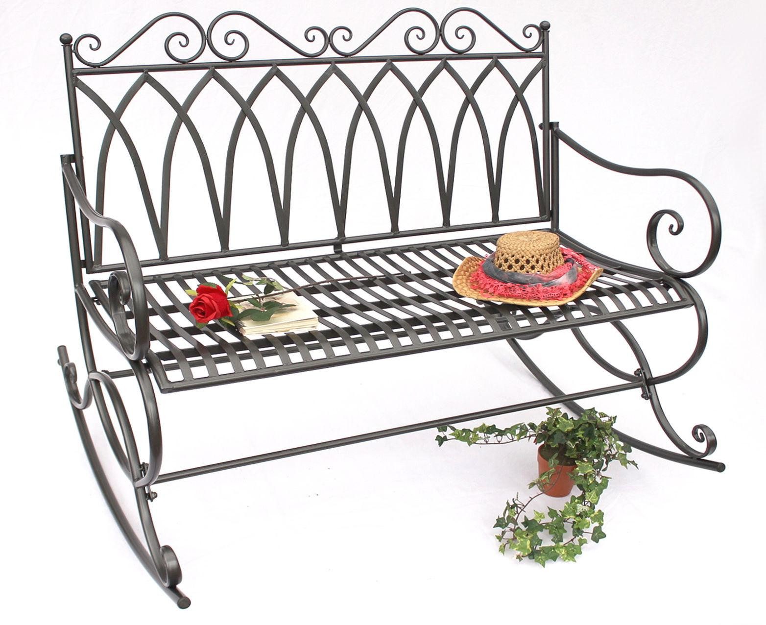 DanDiBo Gartenbank Schaukelbank Metall Wetterfest Dunkelgrau 112 cm, Parkbank Sitzbank Garten Schaukel 132730