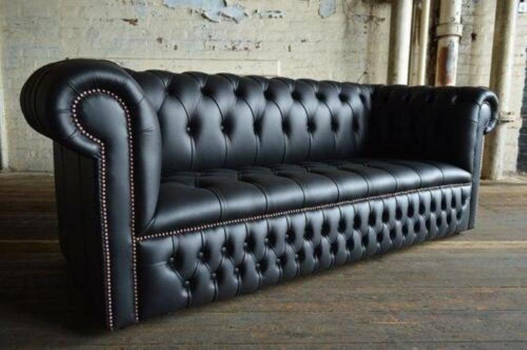 JVmoebel Chesterfield-Sofa Schwarze Sofa Couch Polster XXL 3 Sitzer Big Sofas 100% Leder Sofort, Made in Europe