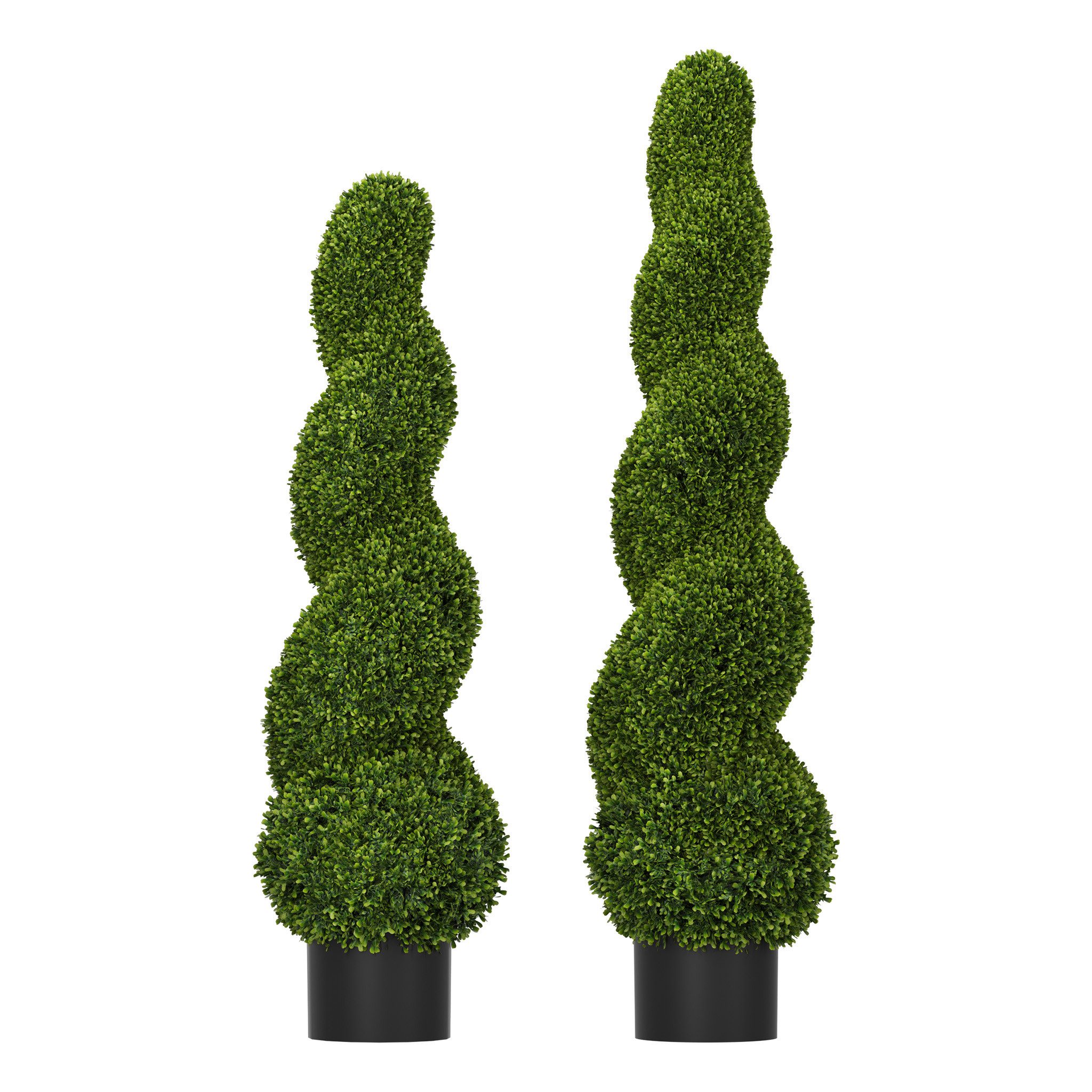 Kunstbaum Künstliche Spiral-Buchsbaum Kunstpflanze 90/120cm 2 stuks, FIVMEN, Höhe 90 cm, Künstliche Pflanzen wie echt mit Topf