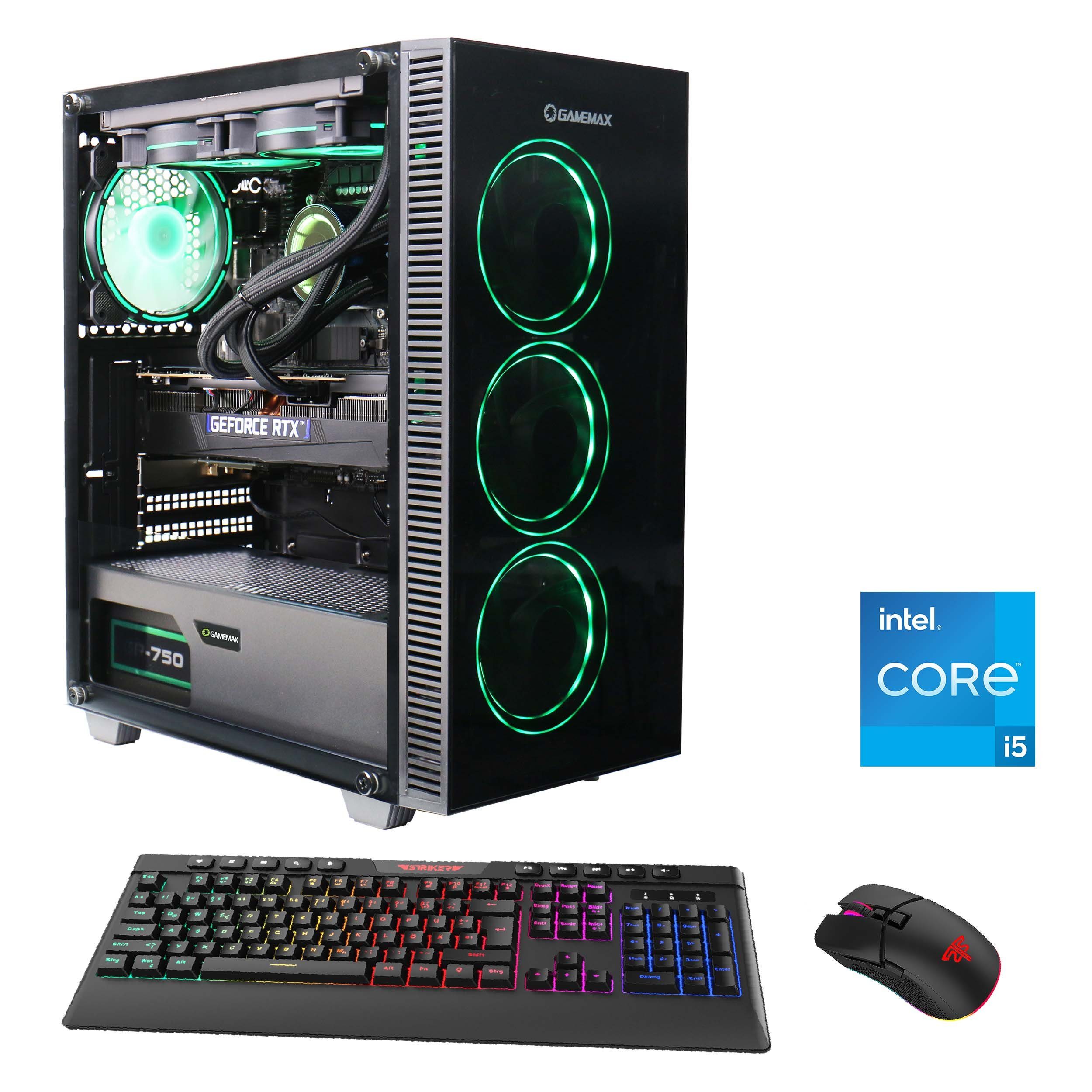 GAMEMAX Draco XD 7097 Gaming-PC (Intel® Core i5 13400F, RTX 4060, 16 GB RAM, 1000 GB SSD, Wasserkühlung, DDR5, Windows 11)