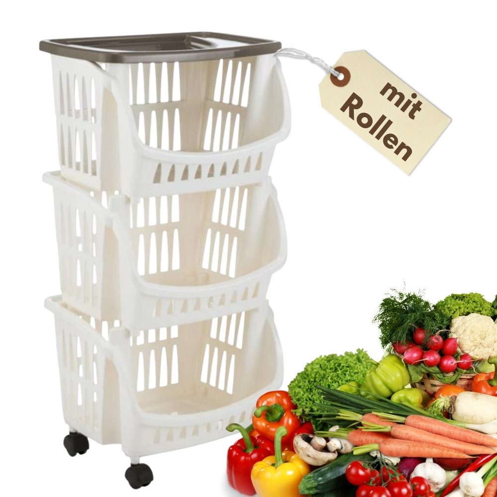 GarPet Küchenwagen Küchenwagen mit Rollen Küchentrolley Küche Rollwagen schmal eckig Weiß