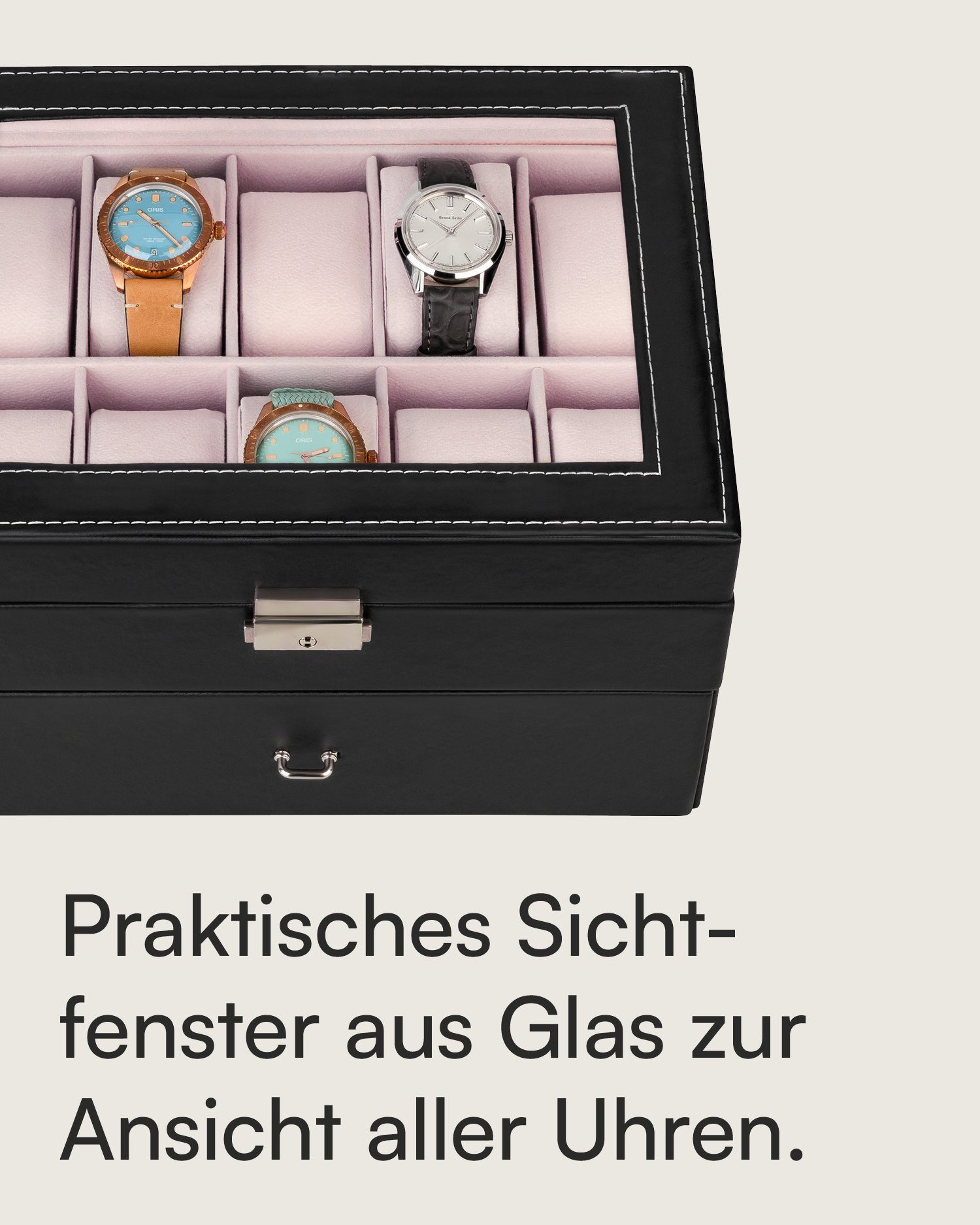 shelfmade Uhrenbox Uhren Aufbewahrungskiste Uhrenbox Uhrenkoffer Uhrenkasten für 20 Uhren – Bild 5 von 5