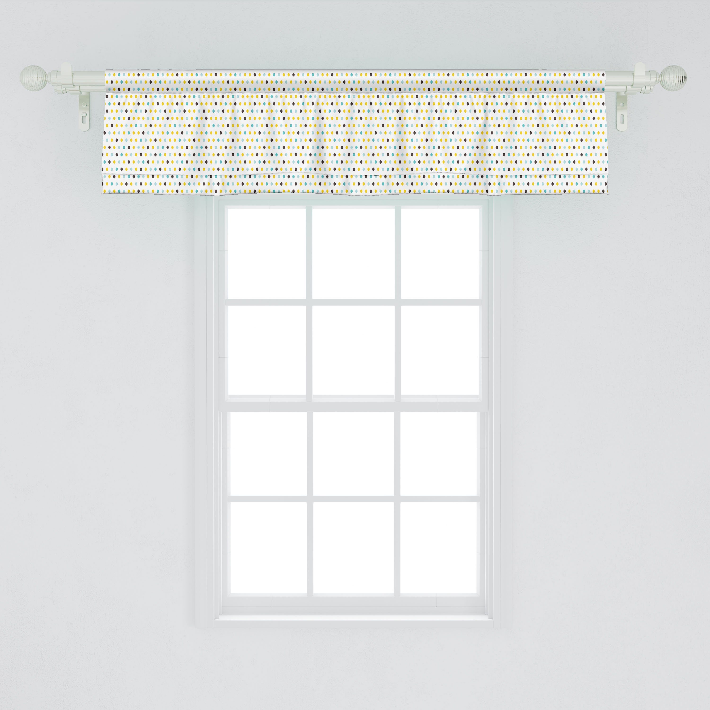 Scheibengardine Vorhang mit Volant Runden Abakuhaus, Tupfen Schlafzimmer für Retro Stangentasche, Microfaser, Retro Küche Dekor