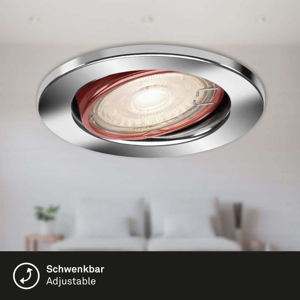 Briloner Leuchten LED Einbaustrahler 7147-038, LED wechselbar, 2700K - Extra-Warmweiß, Einbauleuchte 3er SET schwenkbar IP23 Ø 8,6cm