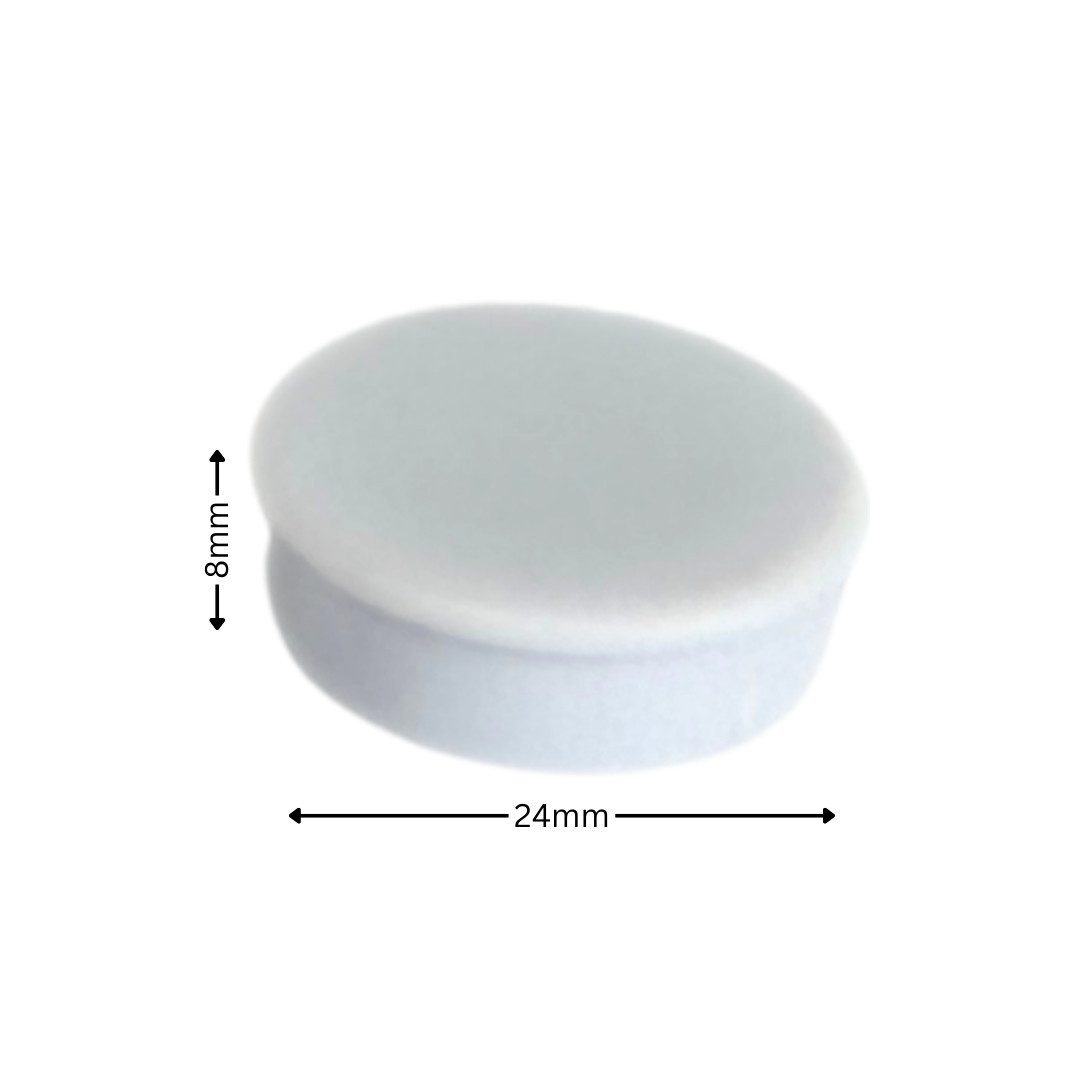 MaajeeKuto Magnet Pinboard-Magnete 24x8mm rund, Weiß, für Büro, Kühlschrank, Tafel (10-St)