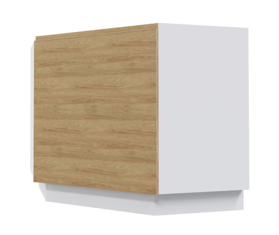 Feldmann-Wohnen Eckschrank Arezzo (1-St) 90x90x82cm grifflos grau / Eiche artisan (AZ-D12R/90)