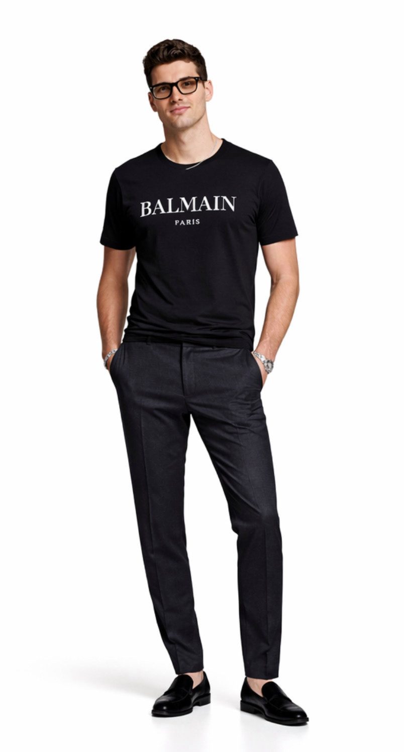 Balmain Paris T-Shirt Herren Logo Tee Straight Fit High-End-Look einen Hauch von Pariser Opulenz