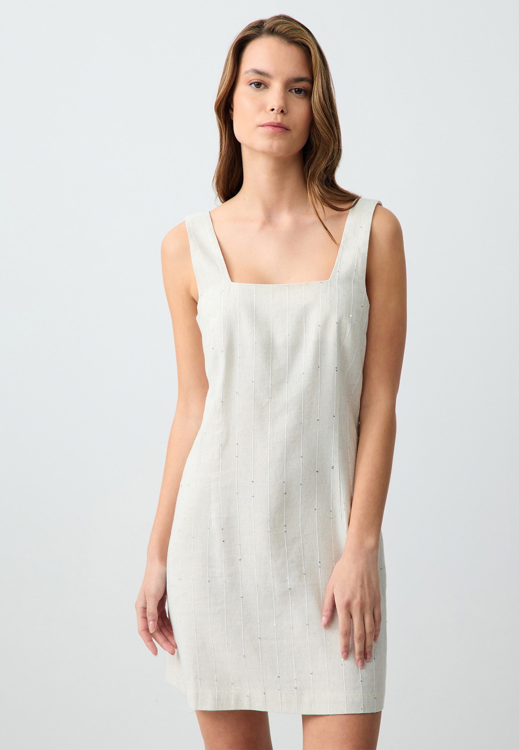 Minikleid Gewebtes Kleid Mit Steinen