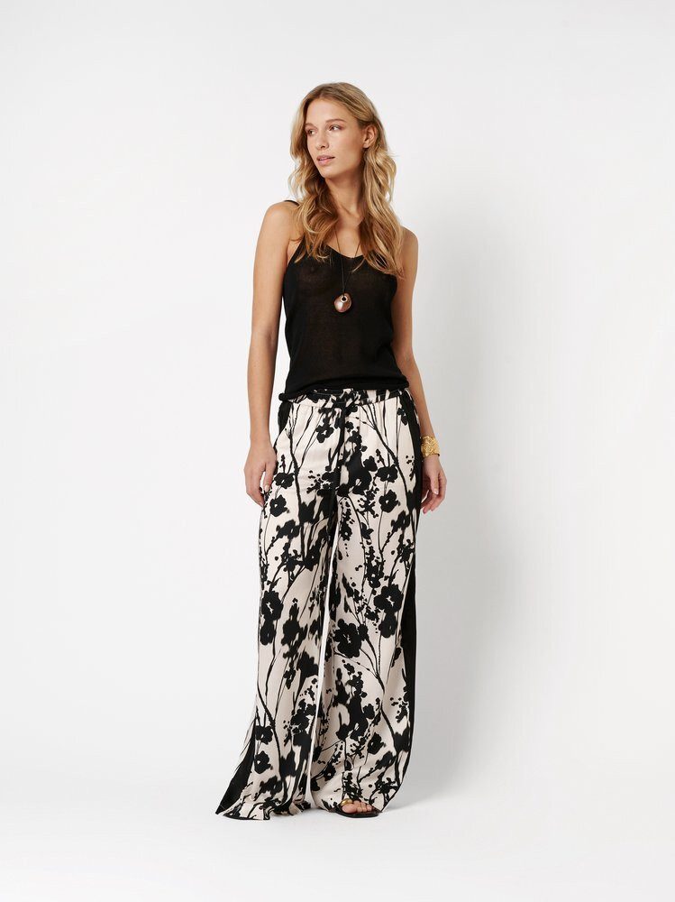ROSNER Palazzohose Mara Palazzo (1-tlg) mit Flowerprint und Galonstreifen