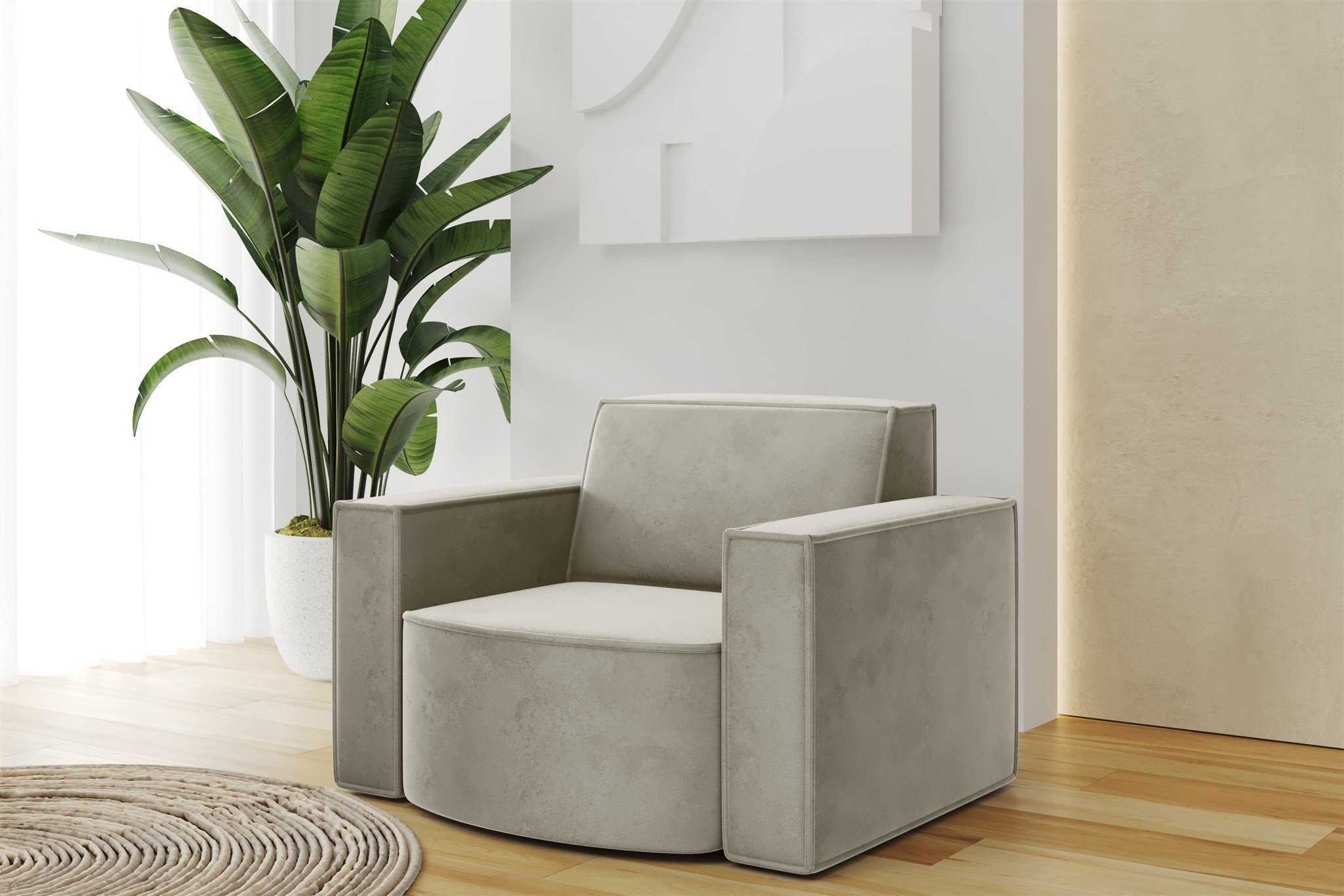 Fun Möbel Sessel Designersessel PALMA in Stoff Ascot oder Opera Velvet, Rundumbezug