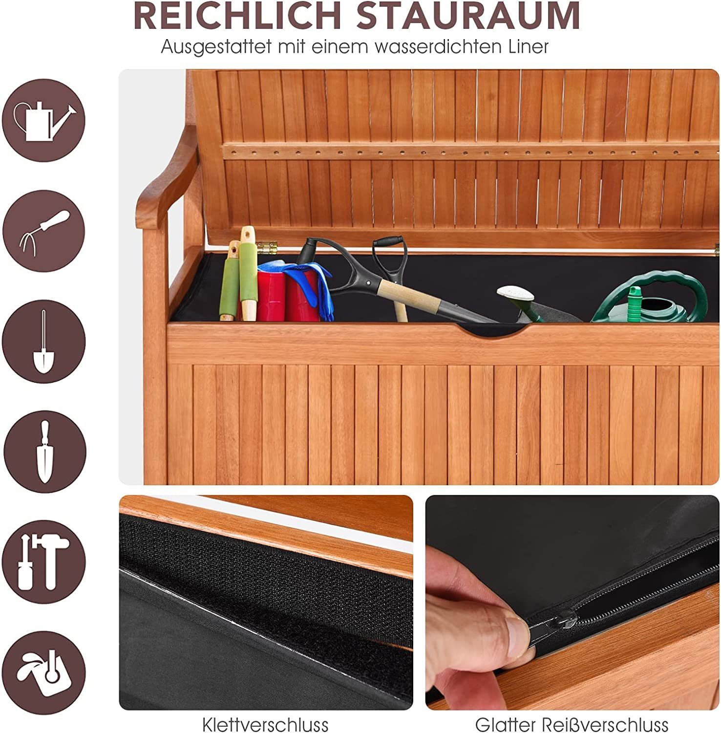 KOMFOTTEU Gartenbank Sitzbank, mit Stauraum, belastbar günstig online kaufen