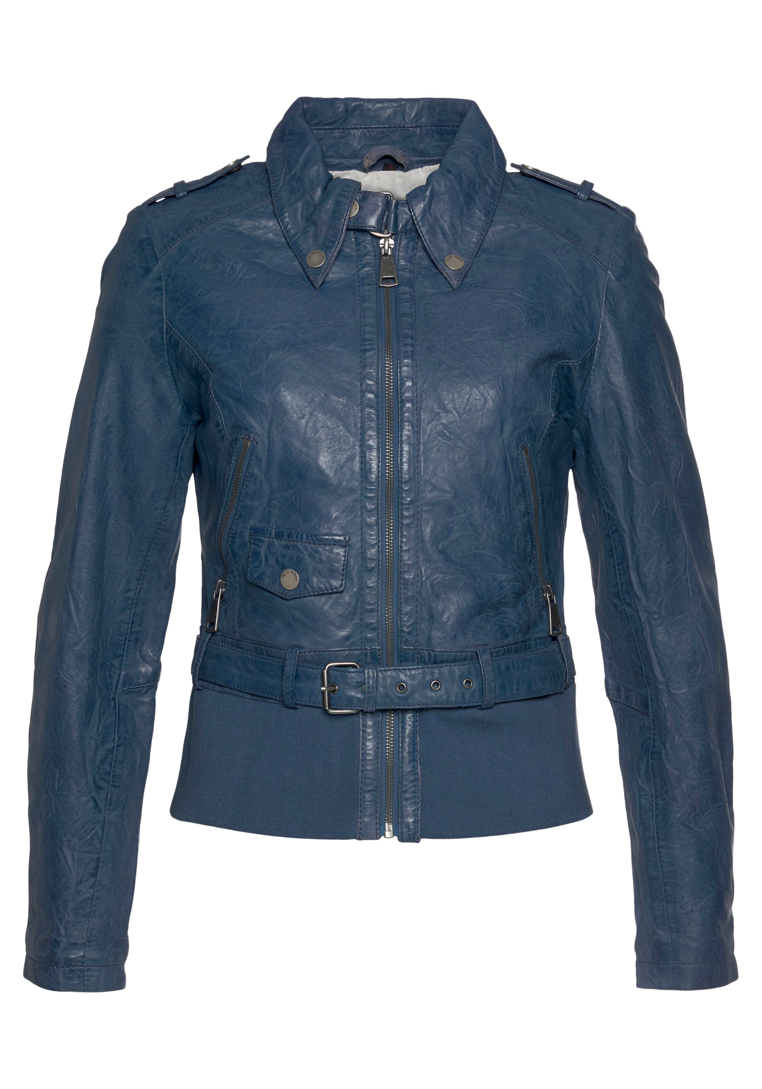 Damen Lederjacke in blau online kaufen | OTTO